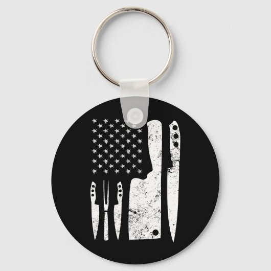 Chef Knife Patriotic Easter ons vlag Sleutelhanger (Voorkant)