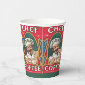 Chef koffie art nouveau elegant rood papieren bekers (Rechts)