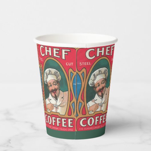 Chef koffie art nouveau elegant rood papieren bekers (Rechts)