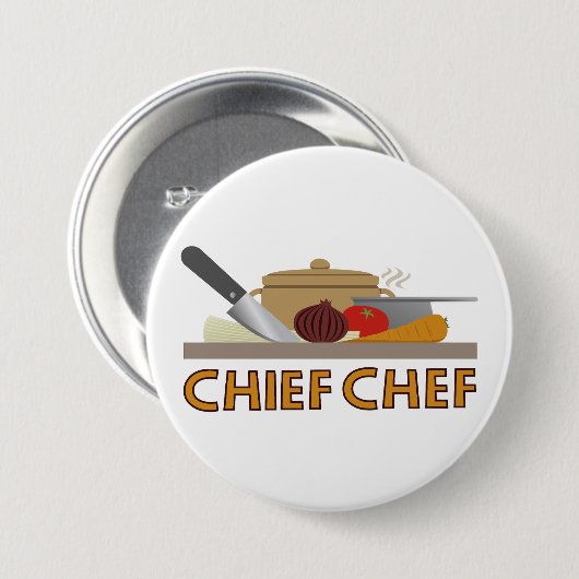 Chef-kok Illustratief Ontwerp Kleur Ronde Button 7,6 Cm (Voorkant /achterkant)