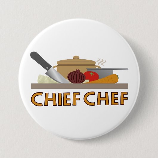 Chef-kok Illustratief Ontwerp Kleur Ronde Button 7,6 Cm (Voorkant)