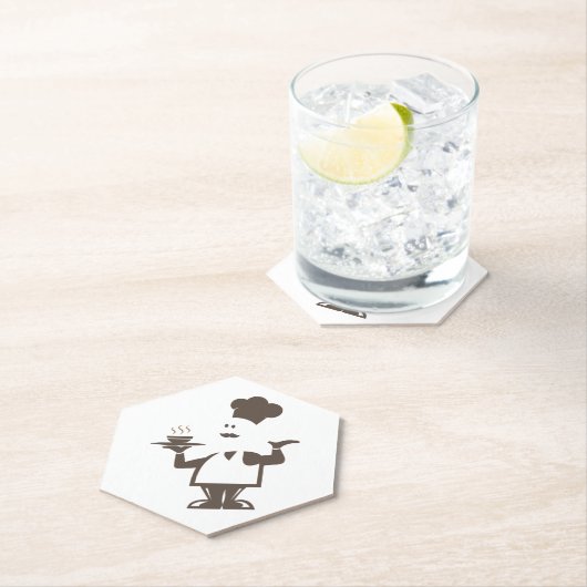 Chef-kok met een kom soep kartonnen onderzetters (Insitu)