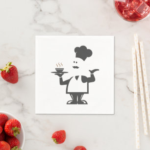 Chef-kok met een kom soep servet