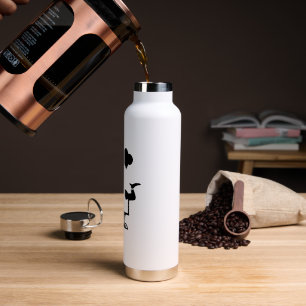 Chef-kok met een kom soep waterfles