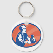 Chef-kok met geldzak Restaurant Finance Sleutelhanger (Voorkant)