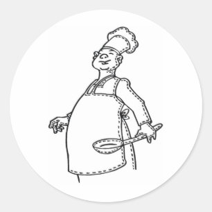 Chef-kok met Gietlepel Ronde Sticker