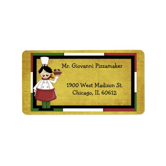 Chef-kok met spaghetti etiket (Voorkant)
