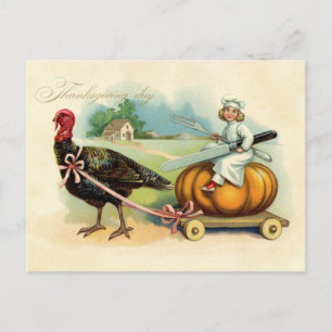 chef-kok rijden op Giant Pumpkin Thanksgiving Briefkaart