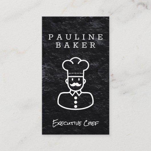 chef-kok | Slate zwarte achtergrond Visitekaartje (Voorkant)
