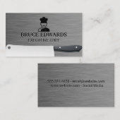 Chef Logo | Metalen slagersmes  Visitekaartje (Voorkant / Achterkant)