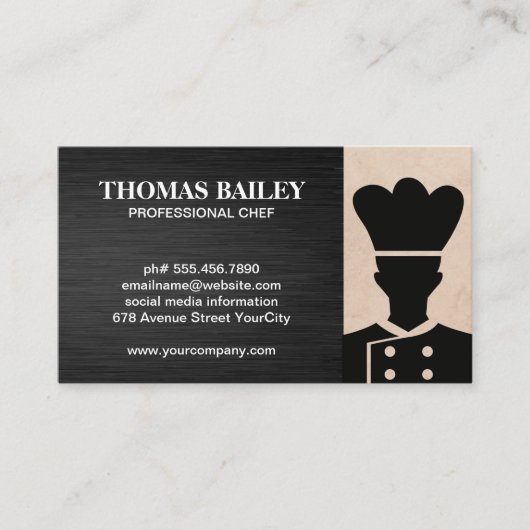 Chef Logo | Zakelijke kaart van restaurant eigenaa Visitekaartje (Voorkant)