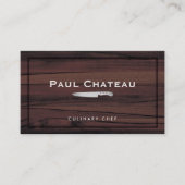Chef Mes Logo Hout Snijplank Visitekaartje (Voorkant)