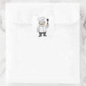 Chef met Chef's pet en soep lepel Vierkante Sticker (Tas)