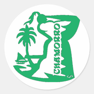 Chef met een latte steen. Guam zeehond. Ronde Sticker