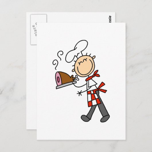 Chef met geblekte hemdjes en cadeautjes briefkaart (Voorkant / Achterkant)