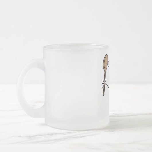 Chef met lepel Tshirts en geschenken Matglas Koffiemok (Links)