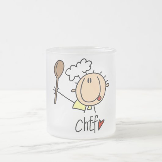 Chef met lepel Tshirts en geschenken Matglas Koffiemok (Center)