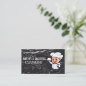 Chef met Serving Platter | Marmer Visitekaartje (Staand voorkant)