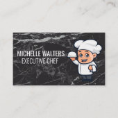 Chef met Serving Platter | Marmer Visitekaartje (Voorkant)