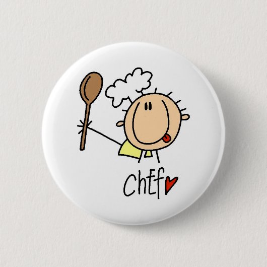 Chef met sponshirts en cadeautjes ronde button 5,7 cm (Voorkant)