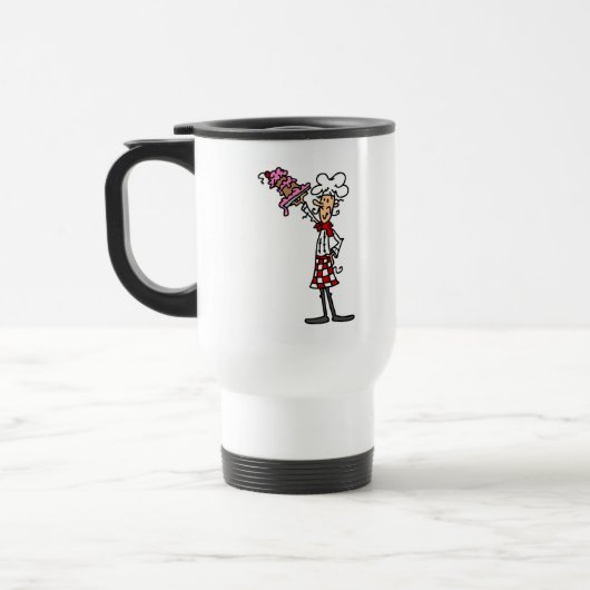 Chef met taart T-shirts en geschenken Reisbeker (Links)