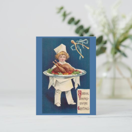 Chef met Turkije op het strand en het beenderbeen Briefkaart (Staand voorkant)