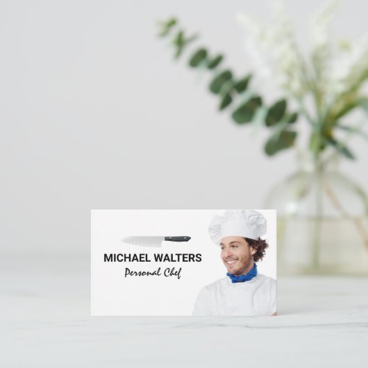 Chef Model | Mes en Bestek Visitekaartje (Staand voorkant)