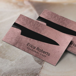 Chef Modern Roos Gold Black Knife Catering Visitekaartje