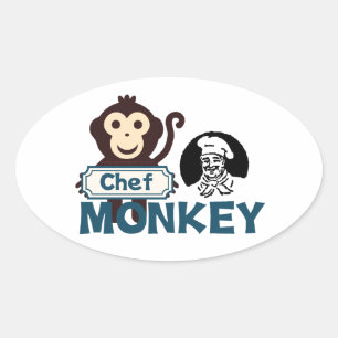 Chef Monkey Ovale Sticker
