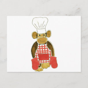 Chef Monkey Red Briefkaart