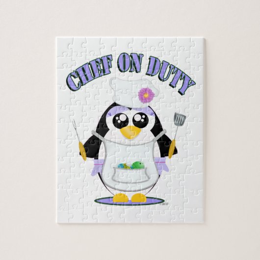 Chef on Duty Penguin Vrouw Legpuzzel (Verticaal)
