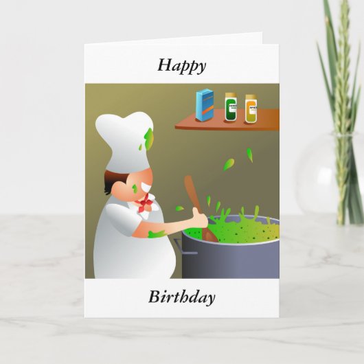 Chef op het werk, Happy, Birthday Kaart (Voorkant)