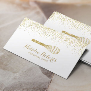 Chef Pastry Moderne Gold Confetti Bakery Visitekaartje