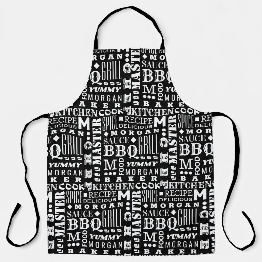 Chef Pattern Black en White Cook gepersonaliseerd Schort (Voorkant)