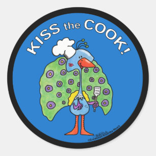 Chef Peacock, Kus de Cook! Ronde Sticker