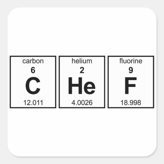 CHeF Periodieke Tabel Vierkante Sticker (Voorkant)