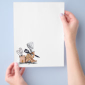 Chef-personage zit te denken met keukengereedschap flyer (Hand)