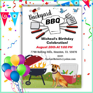 Chef Pet Backyard BBQ Birthday Invitation Kaart