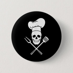 Chef Pet Cook Schedel Keuken BBQ Barbecue Gereedsc Ronde Button 5,7 Cm