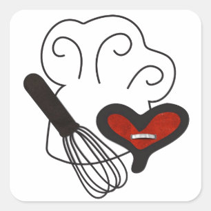 Chef pet kookliefde vierkante sticker