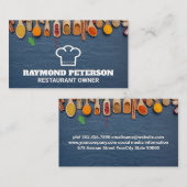 Chef Pet Logo | Specerijen op houten spoelen Visitekaartje (Voorkant / Achterkant)