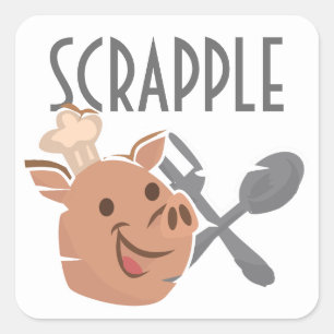 Chef Pig Cooking Scrapple Vierkante Sticker