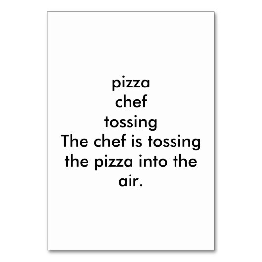 Chef - Pizza - Lecture de cartes de poche pour adu (Dos)