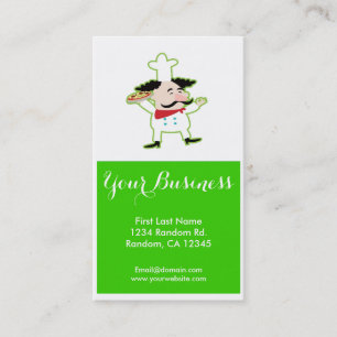 Chef pizza verte cartes de visite personnalisables