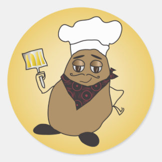 Chef Potato Stickers. Ronde Sticker