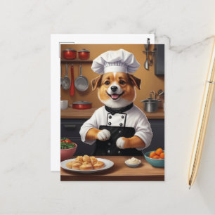 Chef Puppy Maken van Voedsel Grappige Hond Keuken Briefkaart