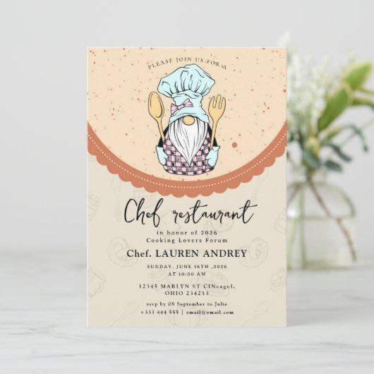 Chef Restaurant Celebration Invitation (Debout devant)