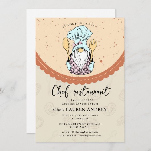 Chef Restaurant Celebration Invitation (Devant / Derrière)