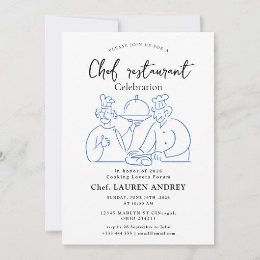 Chef Restaurant Celebration Invitation Kaart (Voorkant)