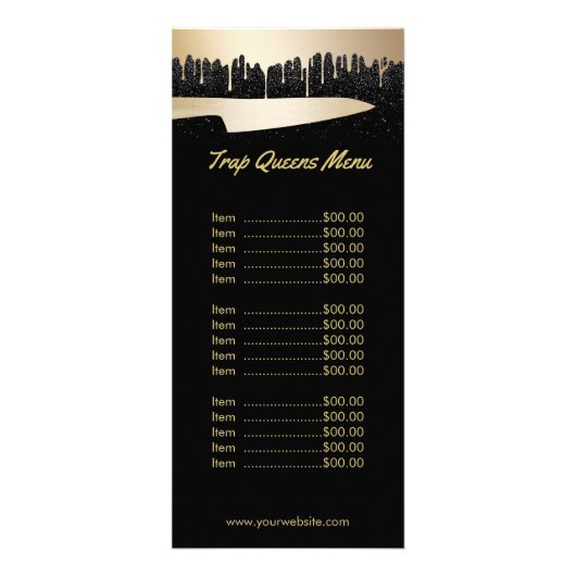 Chef Restaurant Modern Black & Gold Menu (Devant)